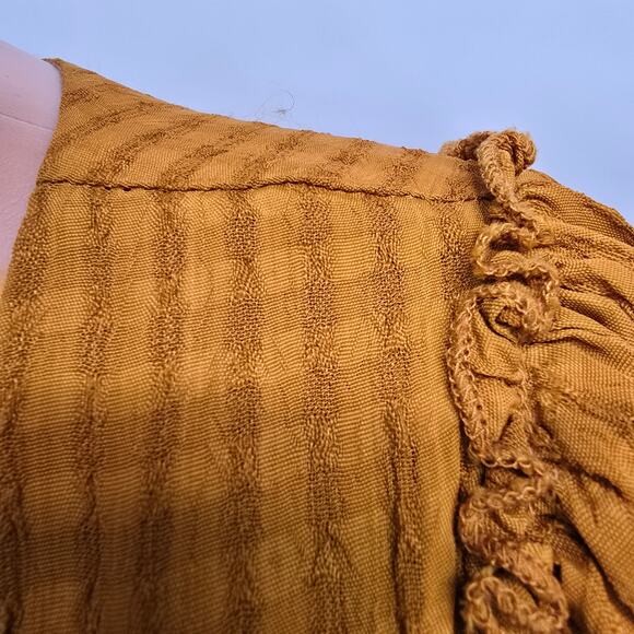 Roller Rabbit Top Blouse XS Oversized 3/4 Bell Sleeve Burnt Orange Tonal Stripe - Picture 4 of 12